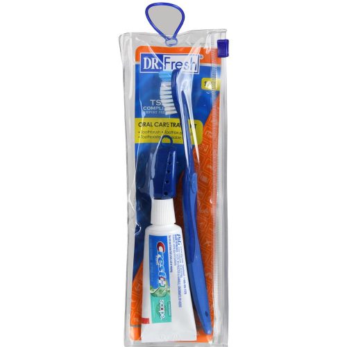 Dr. Fresh Travel Kit Toothbrush Soft/Cap/Crest Toothpaste Tsa Bag 1 Ct