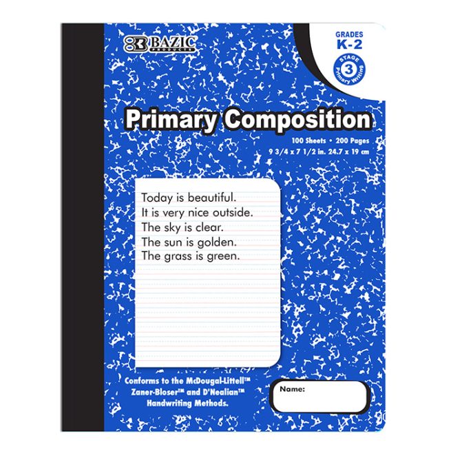 BAZIC 100 Ct. Primary Marble Composition Book