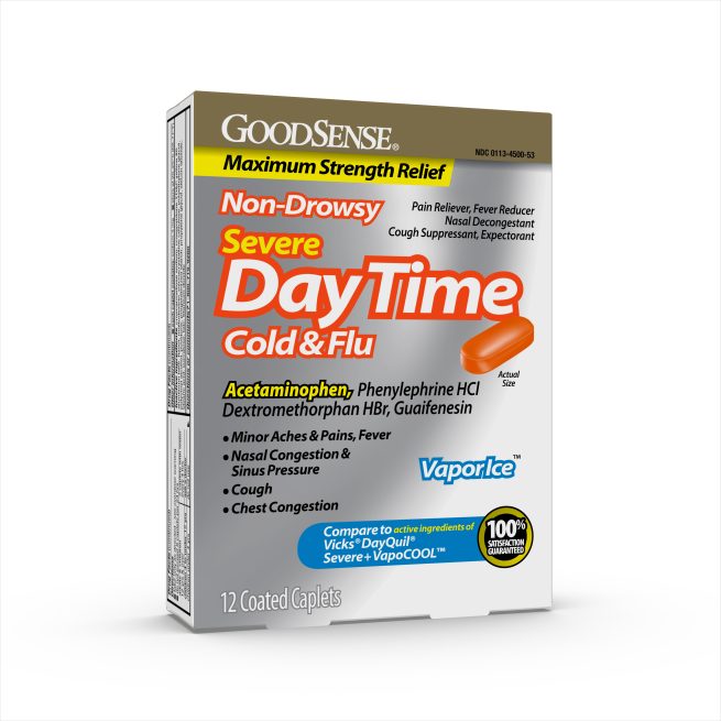 GoodSense Daytime Cold & Flu Non Drowsy Severe Caplets 12 Ct