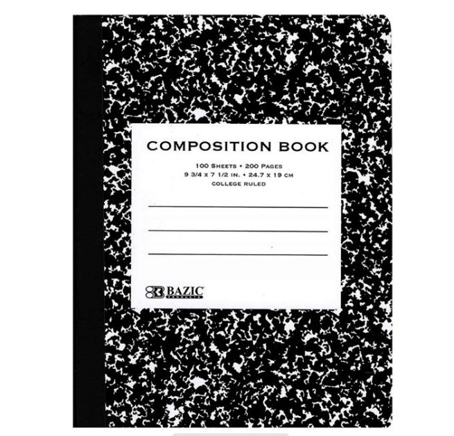 BAZIC C/R 100 Ct. Black Marble Composition Book