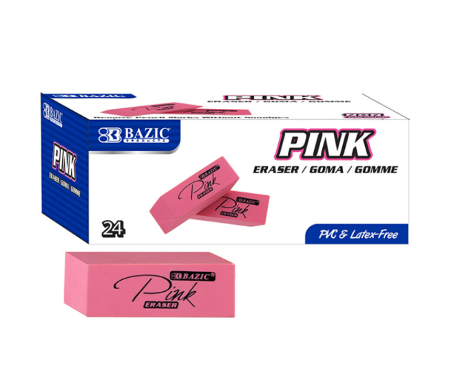 BAZIC Pink Bevel Eraser