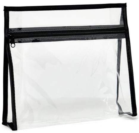 Clear Vinyl Front Zippered Toiletry or Cosmetic Travel Case 11" x 9" x 3"