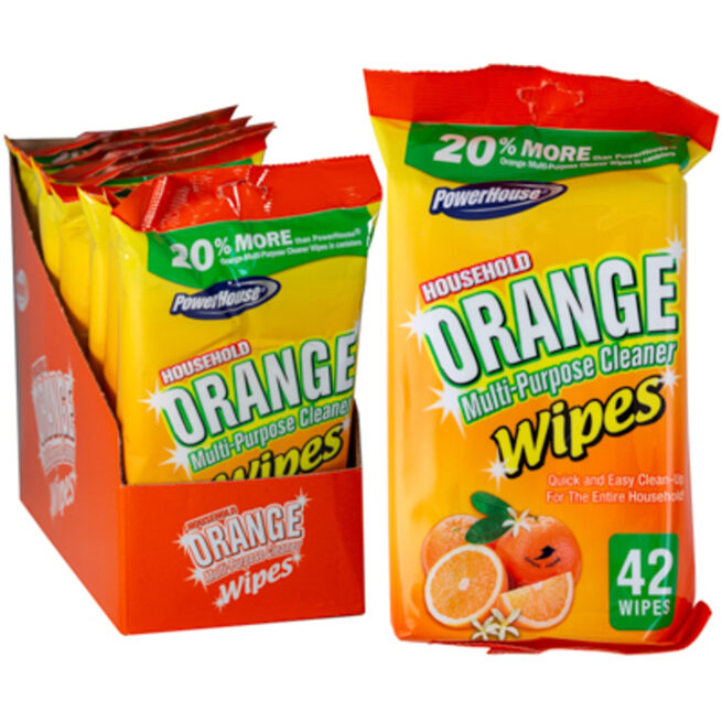 42-Pack Multi-Purpose Flat Wipes - Orange Citrus