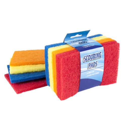 Scouring Pads 8PC Flat 4X6 Asst Colors Cleaning Sleeve