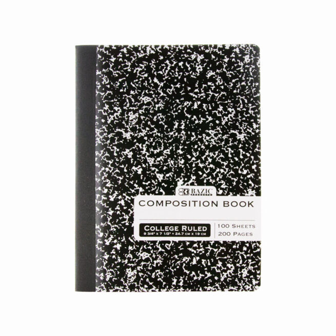 BAZIC C/R 100-Sheet Black Marble Composition Book