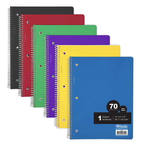 70-Sheet BAZIC Notebook Spiral Wide Ruled