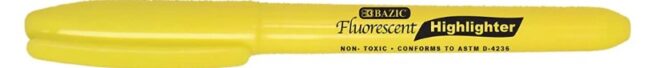 Yellow Pen Style Fluorescent Highlighters w/ Pocket Clip