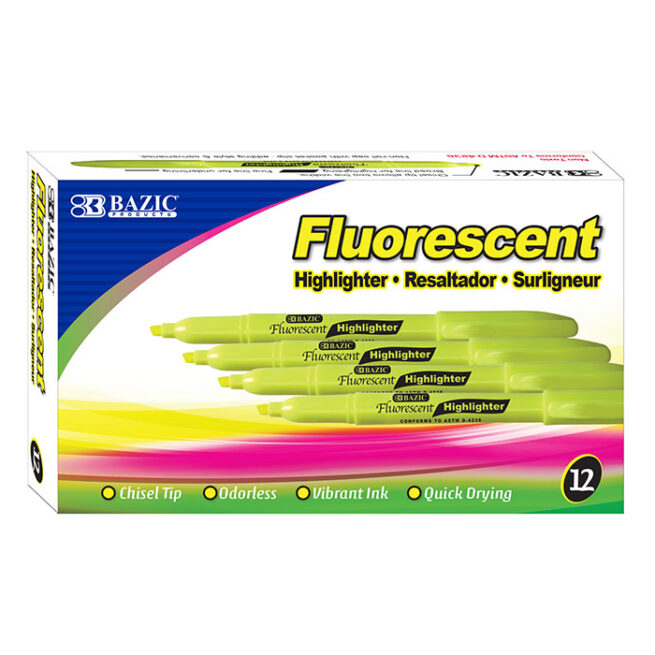 Yellow Pen Style Fluorescent Highlighters w/ Pocket Clip