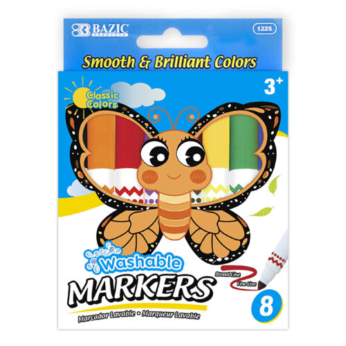 BAZIC 8 Colors Broad Line Jumbo Washable Markers
