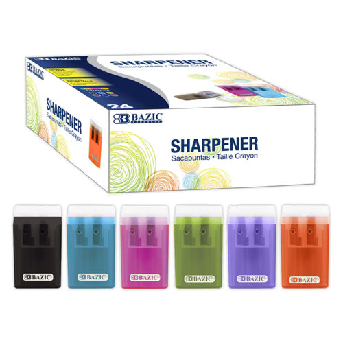 BAZIC Dual Blades Sharpener w/ Lid & Receptacle