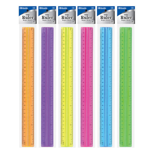 BAZIC 12" (30cm) Jeweltones Color Ruler With Handle Grip