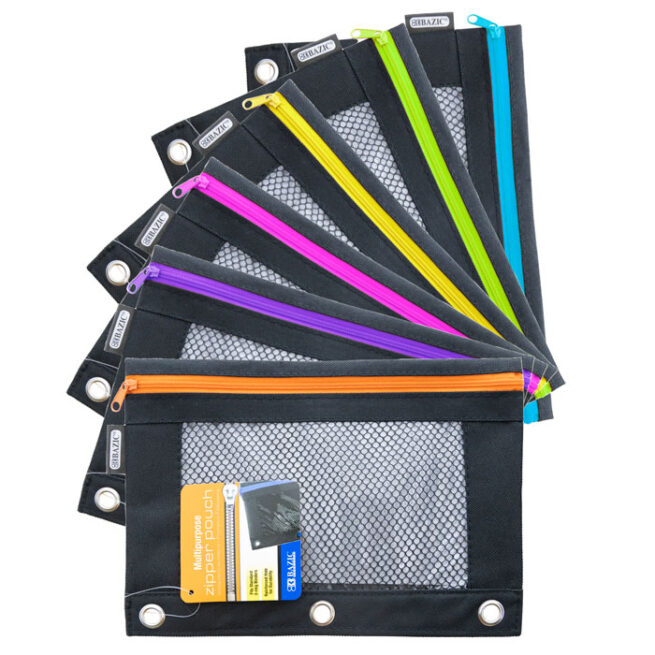Neon Strip 3-Ring Pencil Pouch