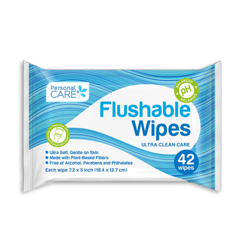 42-Pack Flushable Adult Toilet Wipes Fragrance Free