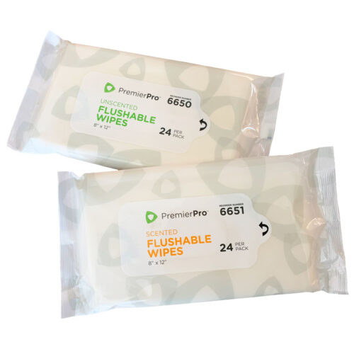 24-Pack PremierPro Flushable Wipes Unscented 8"x12"