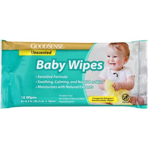 16-Pack GoodSense Baby Wipes Travel Pack - Unscented
